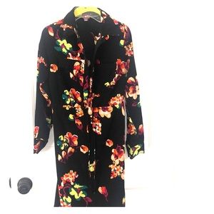 Long sleeve floral tie waist dress